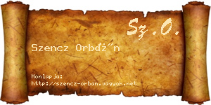 Szencz Orbán névjegykártya
